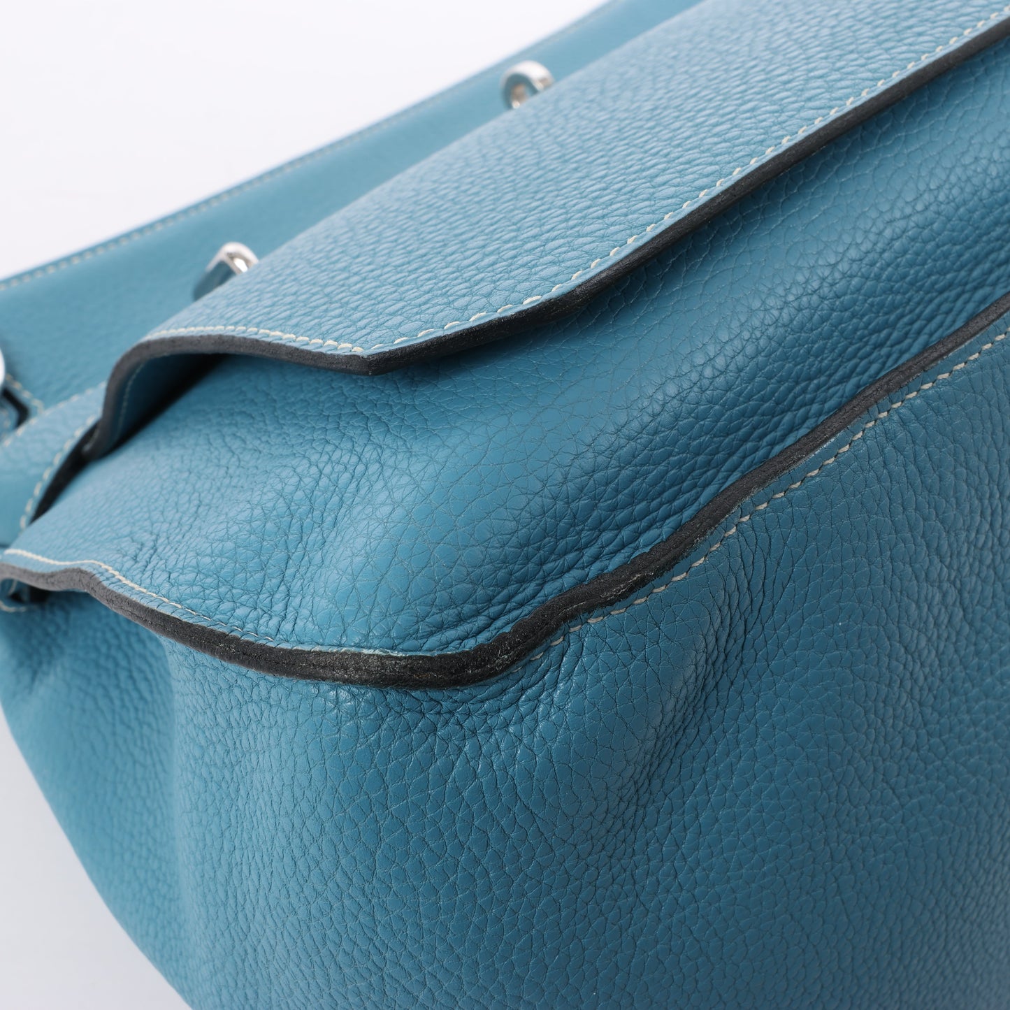 Sac à bandoulière Hermès Jypsière 37 Taurillon Clémence Bleu Jean, garnitures en métal argenté □L : 2008