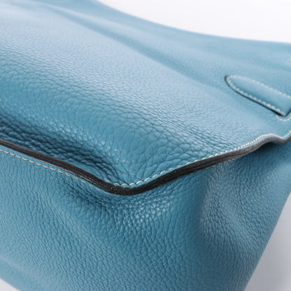 Sac à bandoulière Hermès Jypsière 37 Taurillon Clémence Bleu Jean, garnitures en métal argenté □L : 2008