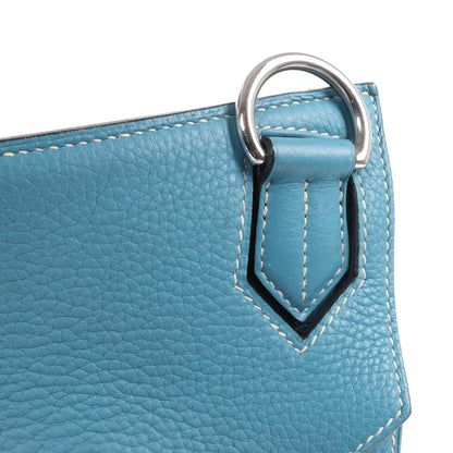 Sac à bandoulière Hermès Jypsière 37 Taurillon Clémence Bleu Jean, garnitures en métal argenté □L : 2008