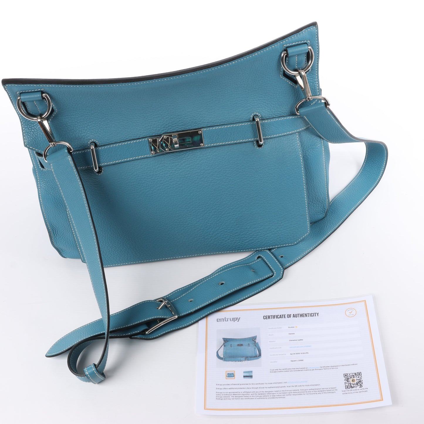 Sac à bandoulière Hermès Jypsière 37 Taurillon Clémence Bleu Jean, garnitures en métal argenté □L : 2008