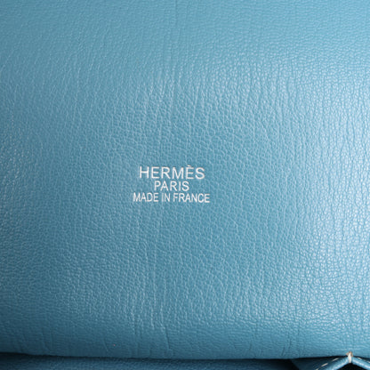Sac à bandoulière Hermès Jypsière 37 Taurillon Clémence Bleu Jean, garnitures en métal argenté □L : 2008