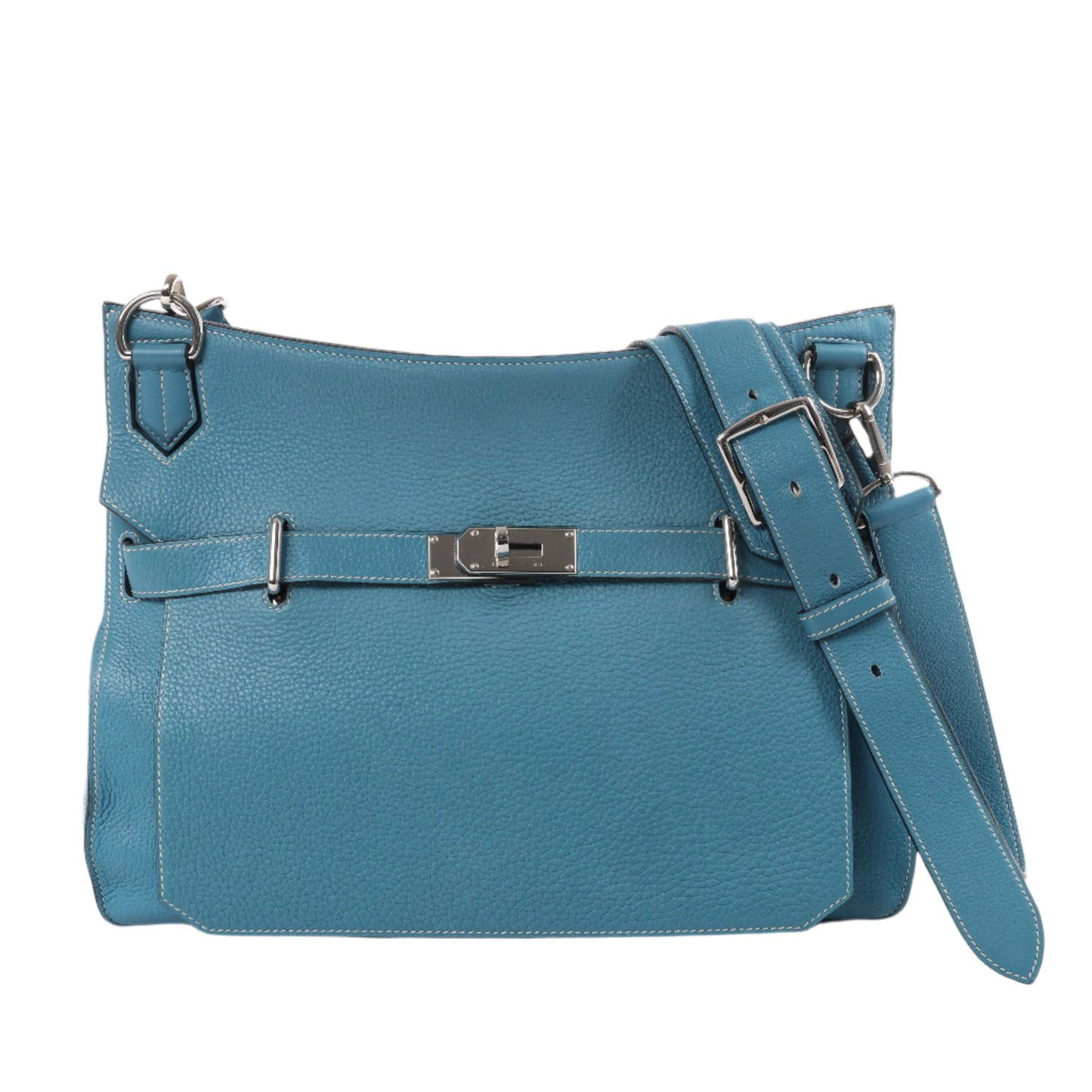 Sac à bandoulière Hermès Jypsière 37 Taurillon Clémence Bleu Jean, garnitures en métal argenté □L : 2008