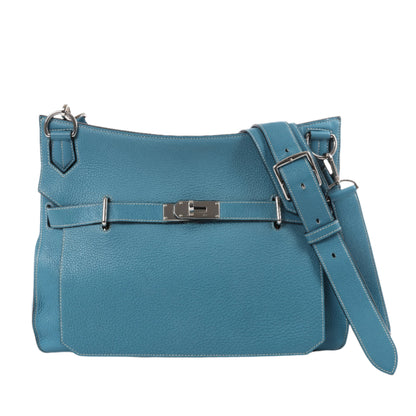 Sac à bandoulière Hermès Jypsière 37 Taurillon Clémence Bleu Jean, garnitures en métal argenté □L : 2008
