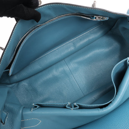 Sac à bandoulière Hermès Jypsière 37 Taurillon Clémence Bleu Jean, garnitures en métal argenté □L : 2008