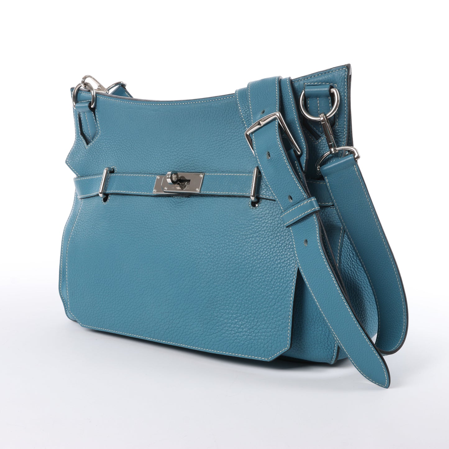 Sac à bandoulière Hermès Jypsière 37 Taurillon Clémence Bleu Jean, garnitures en métal argenté □L : 2008