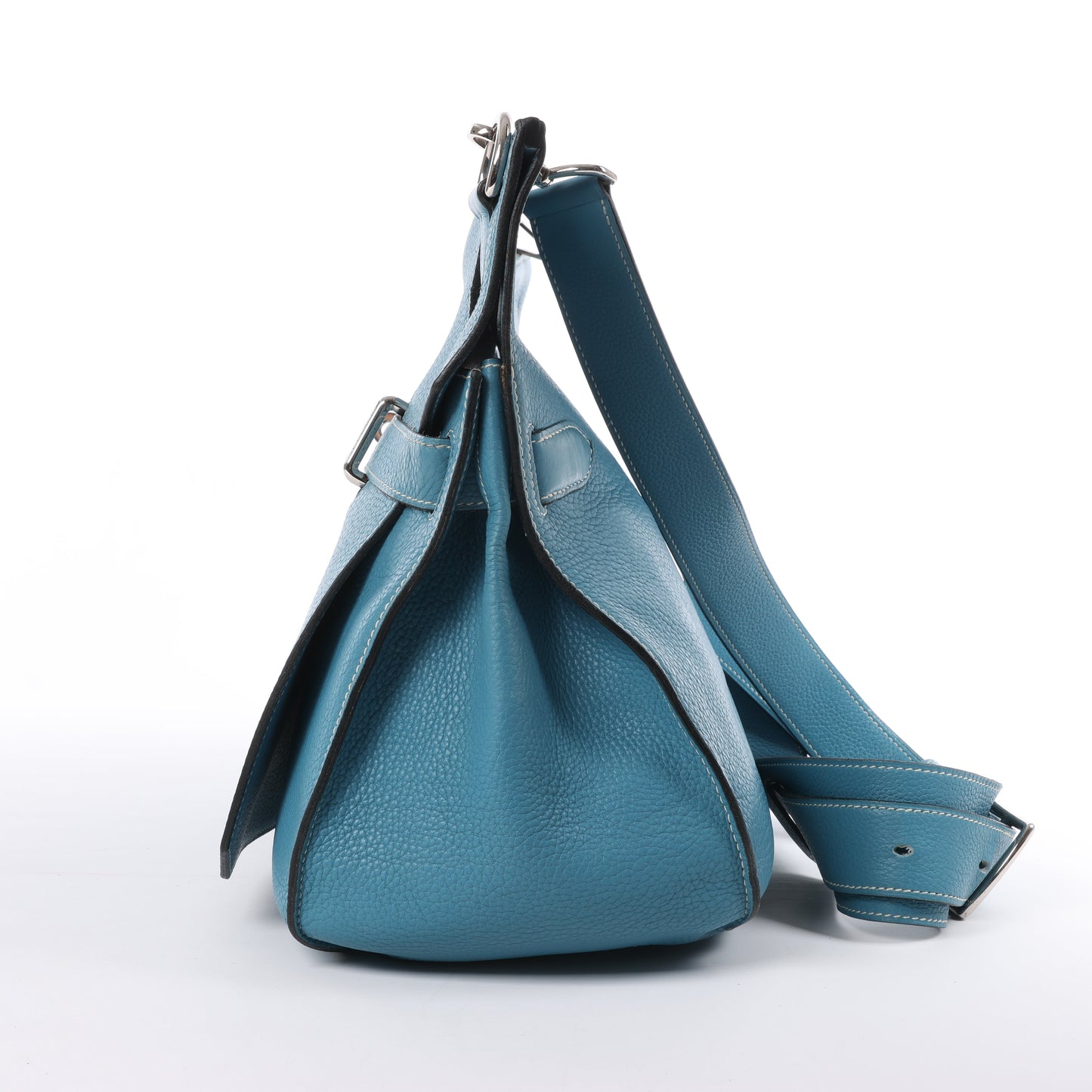 Sac à bandoulière Hermès Jypsière 37 Taurillon Clémence Bleu Jean, garnitures en métal argenté □L : 2008