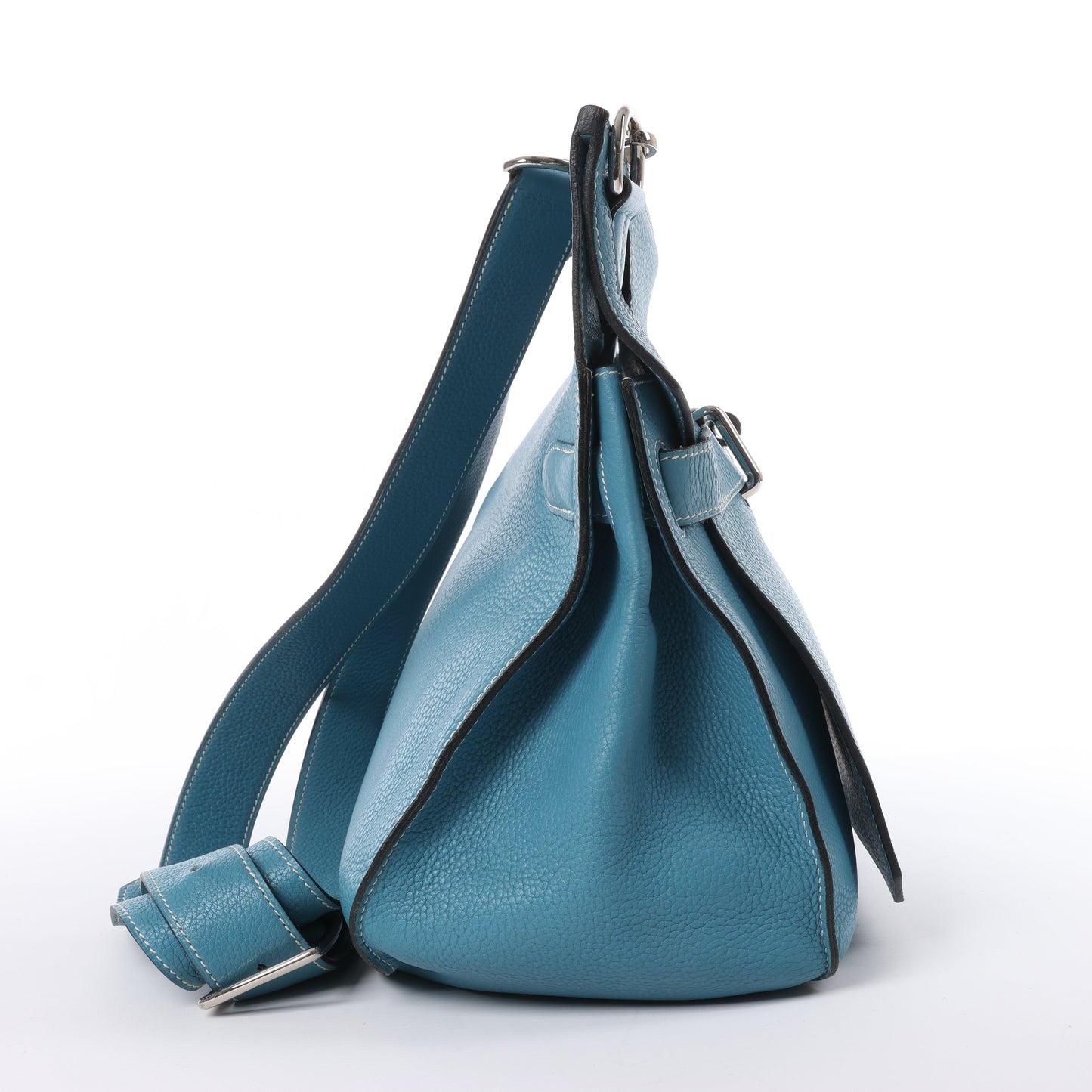 Sac à bandoulière Hermès Jypsière 37 Taurillon Clémence Bleu Jean, garnitures en métal argenté □L : 2008