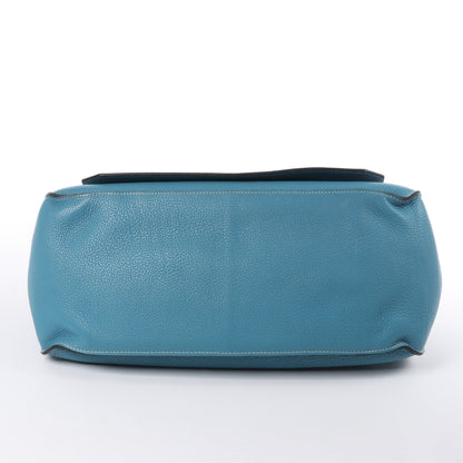 Sac à bandoulière Hermès Jypsière 37 Taurillon Clémence Bleu Jean, garnitures en métal argenté □L : 2008