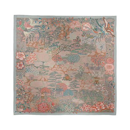 Hermès Carré 90 "Mille Feuilles de Soie" Foulard 100% Soie en Gris