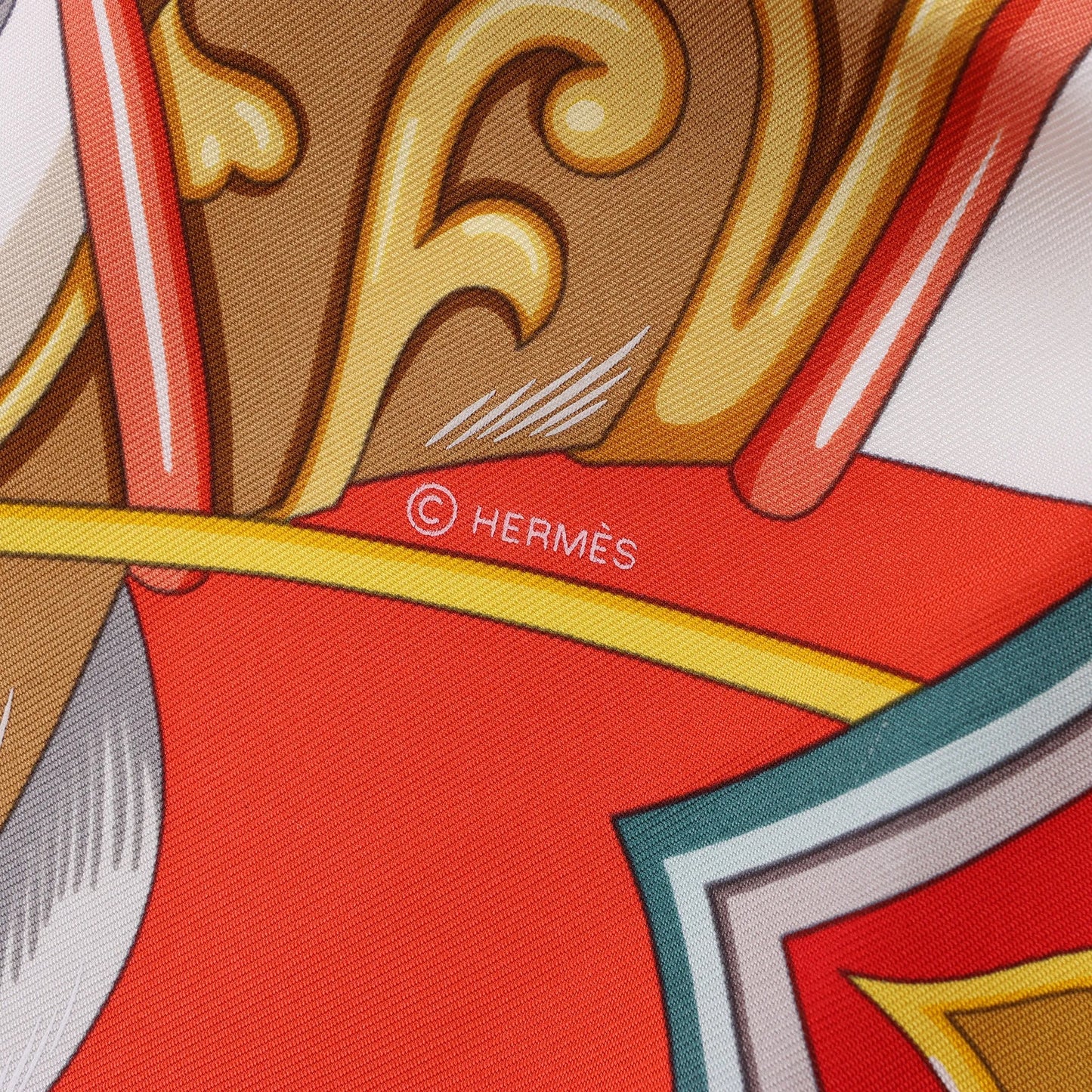 Hermès Carré 90 "HARNAIS DE COEUR" Silk handkerchief in Red