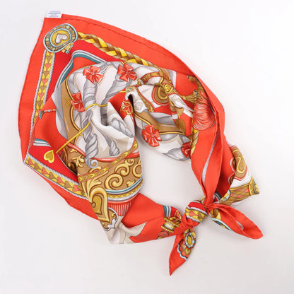 Hermès Carré 90 "HARNAIS DE COEUR" Silk handkerchief in Red