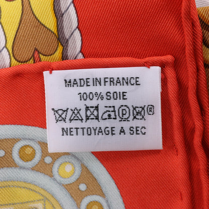 Hermès Carré 90 "HARNAIS DE COEUR" Silk handkerchief in Red