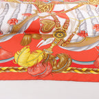 Hermès Carré 90 "HARNAIS DE COEUR" Silk handkerchief in Red