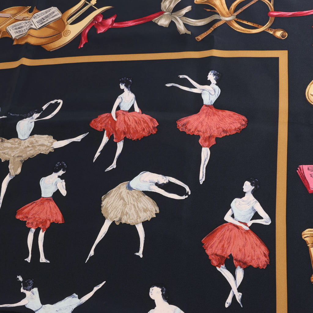 Hermès Carré 90 "La Dance" Silk Scarf in Black