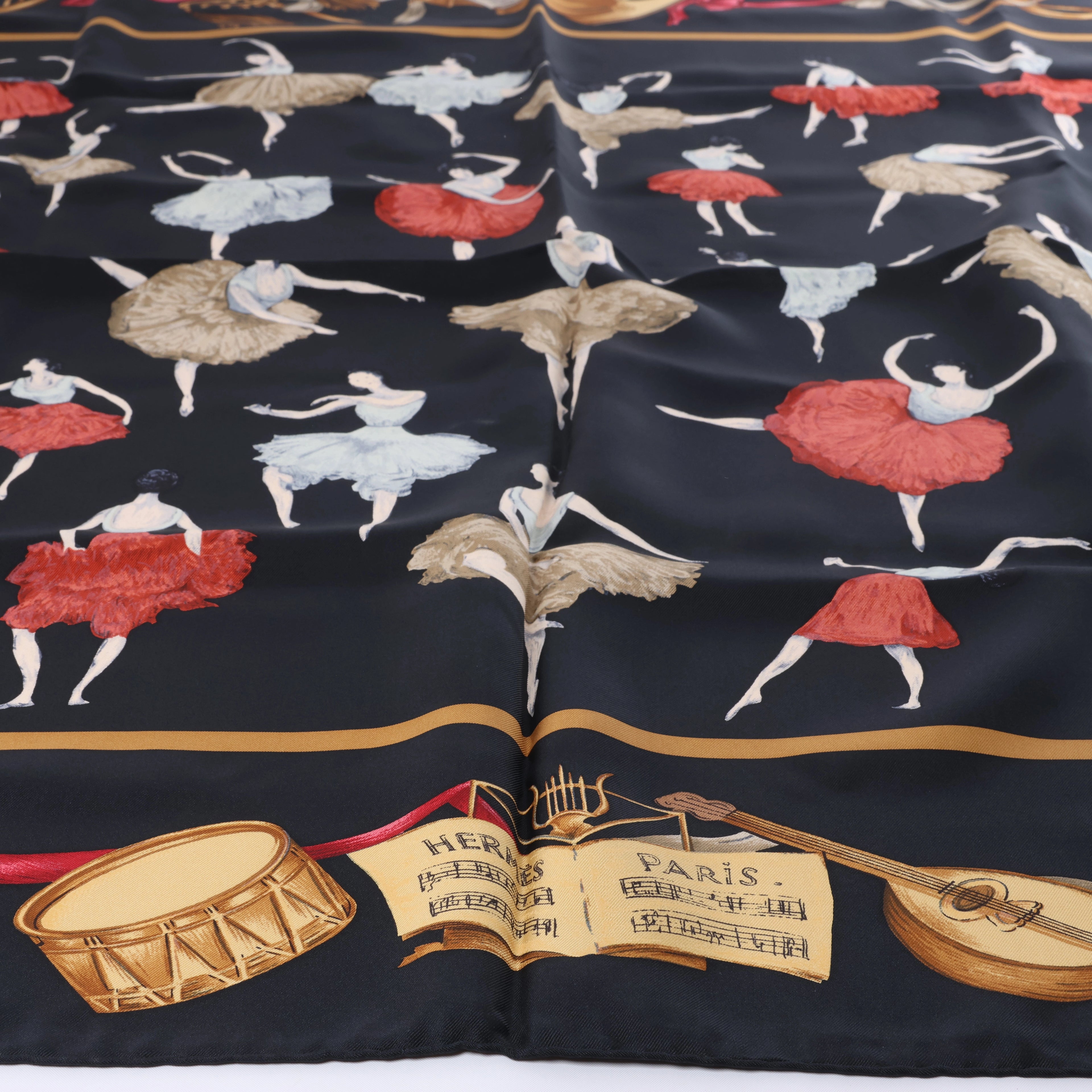 Pañuelo de seda Hermès Carré 90 "La Danza ballet" en rosa