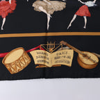 Hermès Carré 90 "La Dance" Silk Scarf in Black