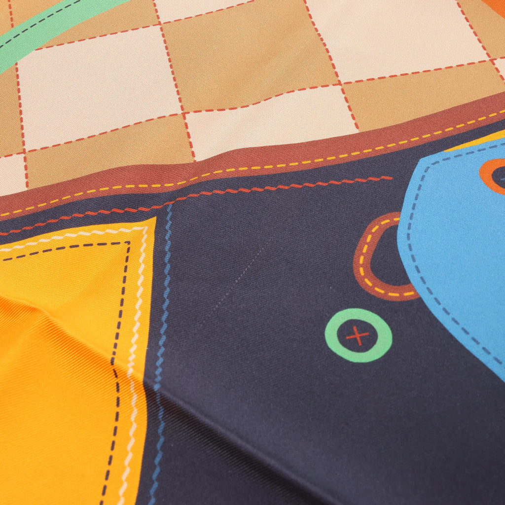 Hermès Carré 90 Double Face "Tapis de Selle" Silk handkerchief in Orange