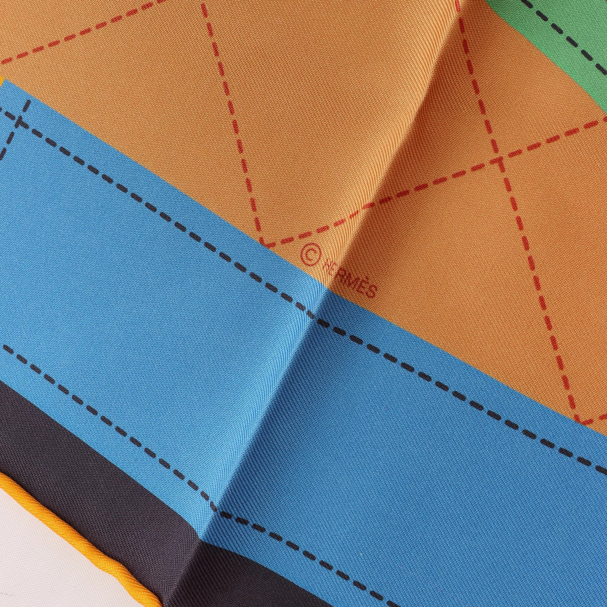 Hermès Carré 90 Double Face "Tapis de Selle" Silk handkerchief in Orange