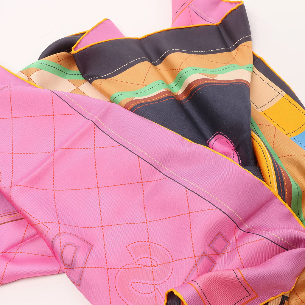 Hermès Carré 90 Double Face "Tapis de Selle" Silk handkerchief in Orange