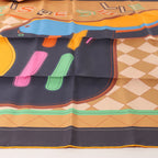 Hermès Carré 90 Double Face "Tapis de Selle" Silk handkerchief in Orange