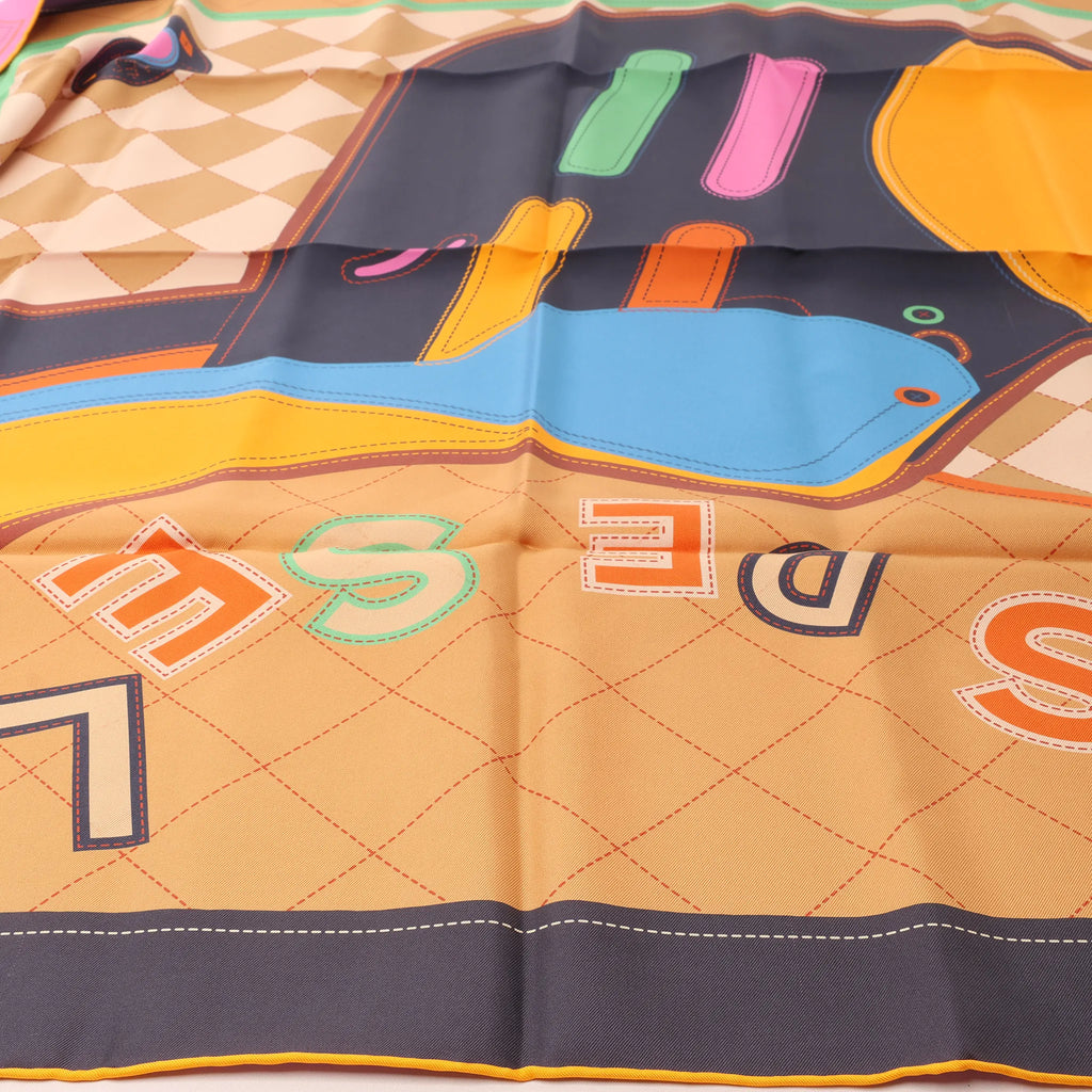 Hermès Carré 90 Double Face "Tapis de Selle" Silk handkerchief in Orange