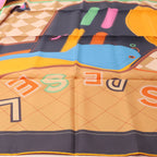 Hermès Carré 90 Double Face "Tapis de Selle" Silk handkerchief in Orange