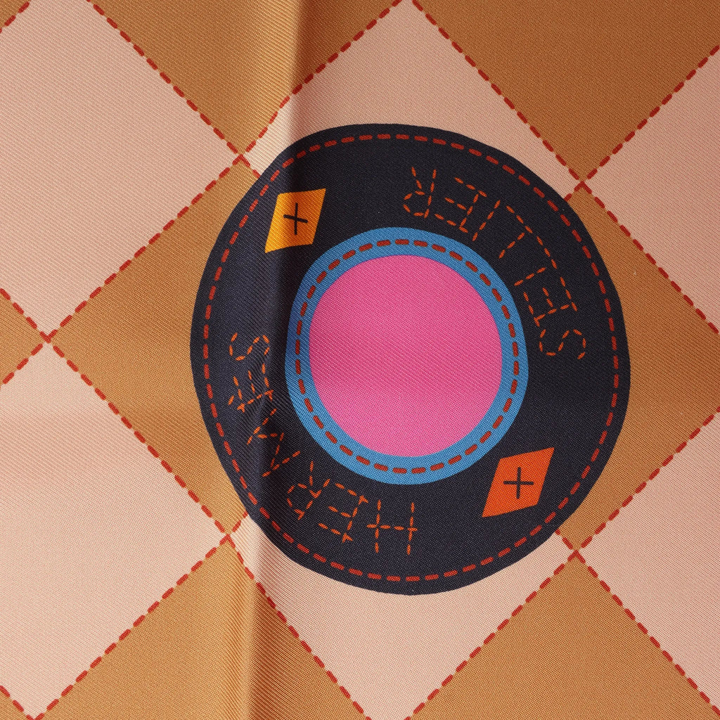 Hermès Carré 90 Double Face "Tapis de Selle" Silk handkerchief in Orange