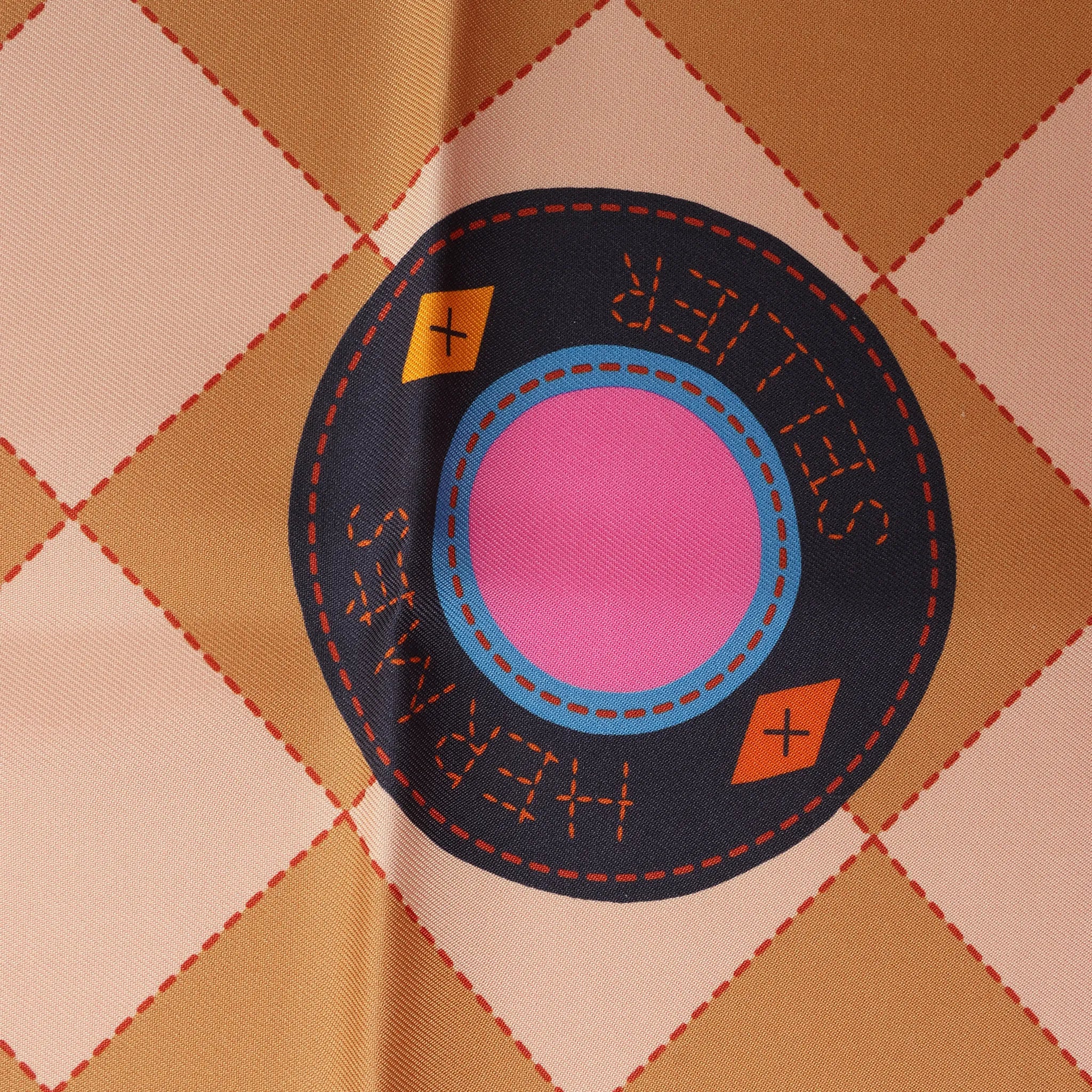 Hermès Carré 90 Double Face "Tapis de Selle" Silk handkerchief in Orange