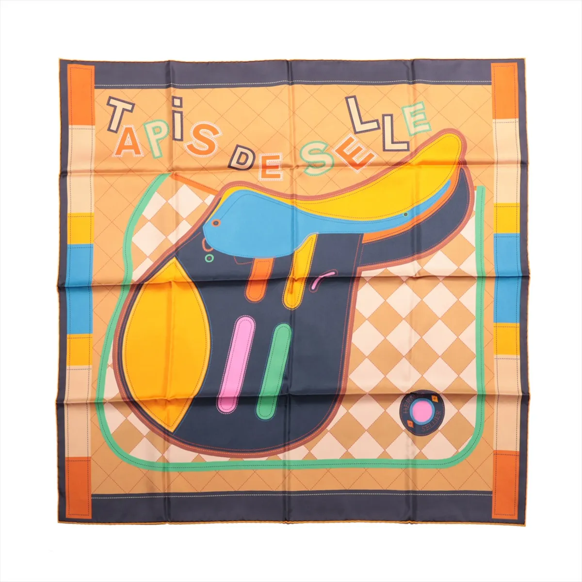 Hermès Carré 90 Double Face "Tapis de Selle" Silk handkerchief in Multicolor