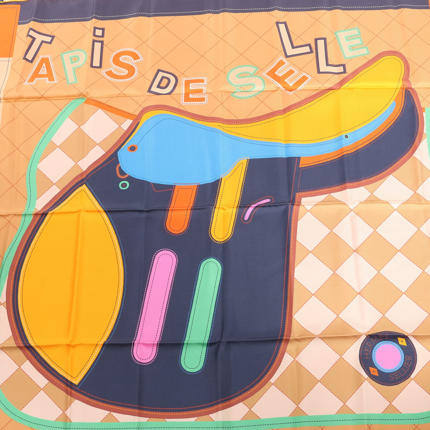 Hermès Carré 90 Double Face "Tapis de Selle" Silk handkerchief in Multicolor