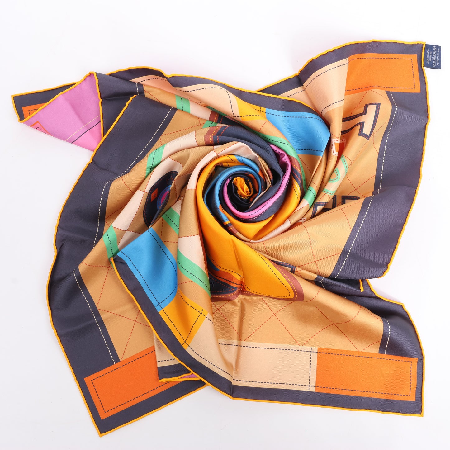 Hermès Carré 90 Double Face "Tapis de Selle" Silk handkerchief in Multicolor