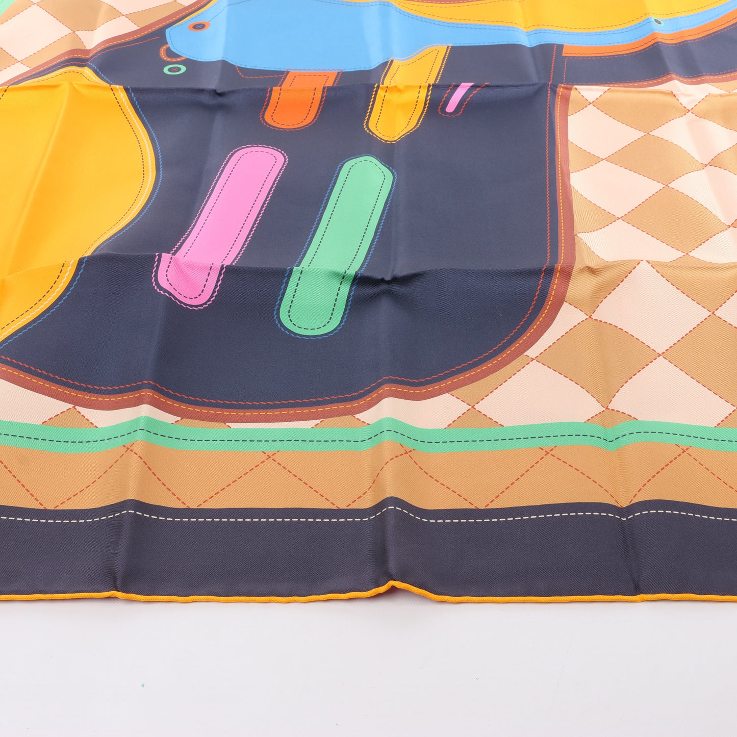 Hermès Carré 90 Double Face "Tapis de Selle" Silk handkerchief in Multicolor