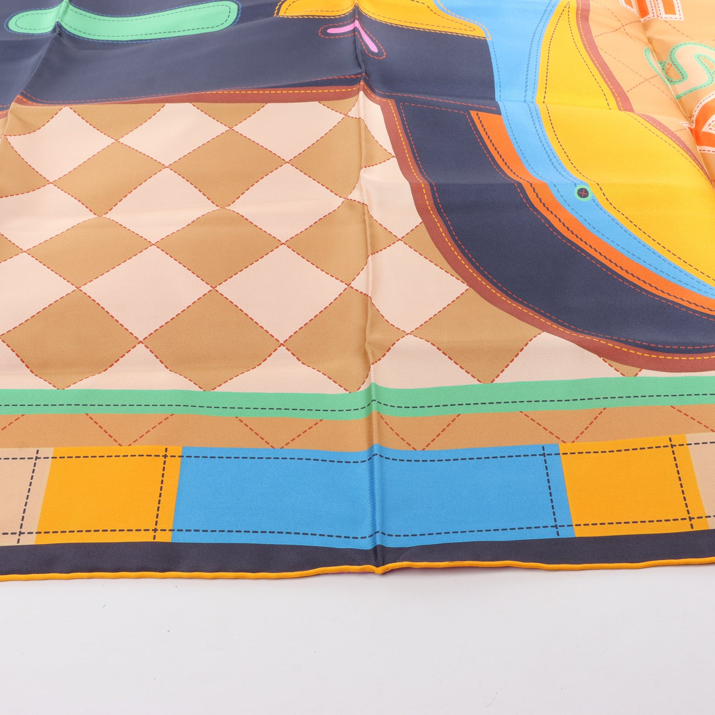 Hermès Carré 90 Double Face "Tapis de Selle" Silk handkerchief in Multicolor