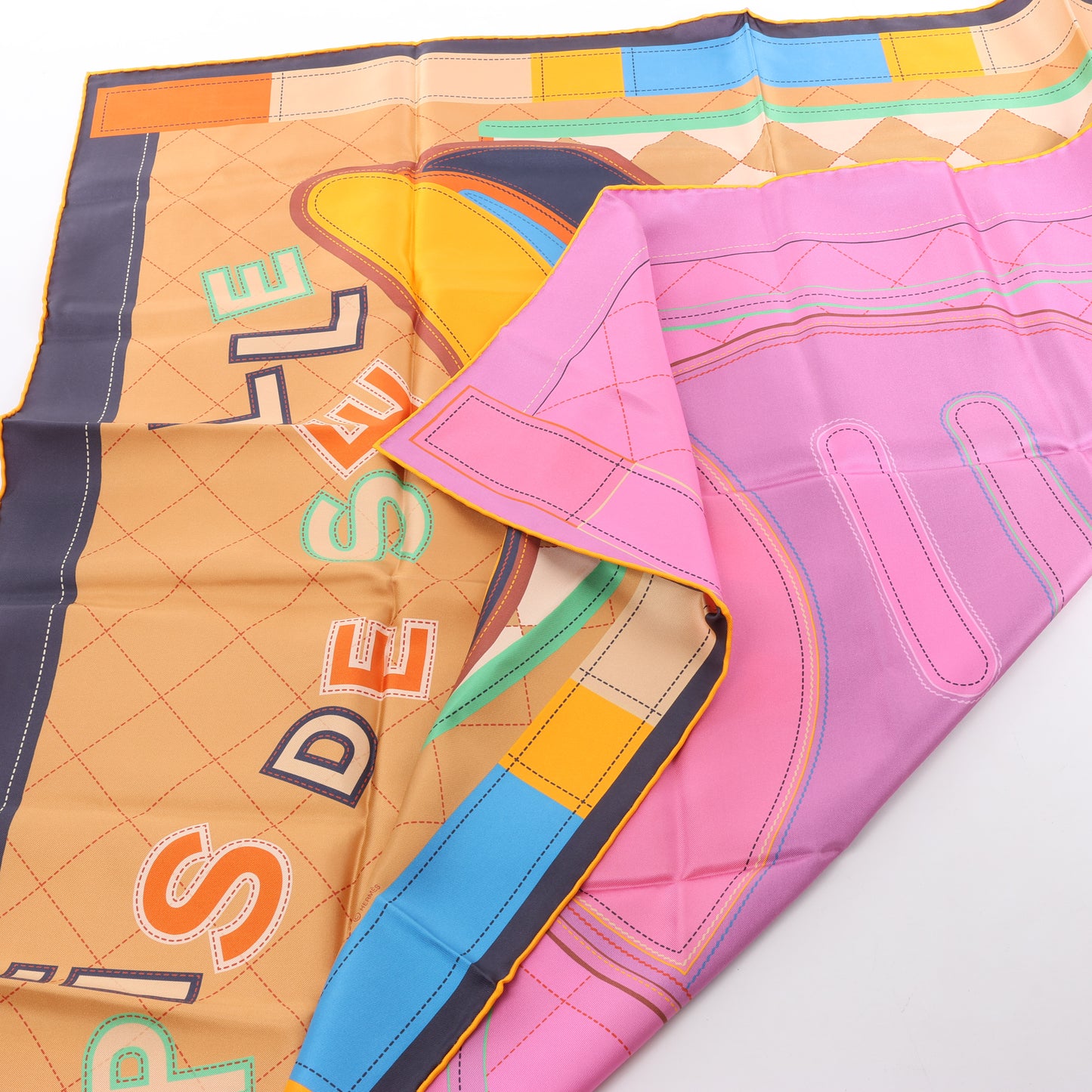 Hermès Carré 90 Double Face "Tapis de Selle" Silk handkerchief in Multicolor