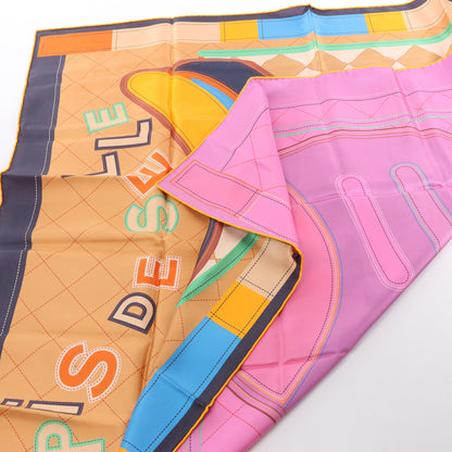 Hermès Carré 90 Double Face "Tapis de Selle" Silk handkerchief in Multicolor
