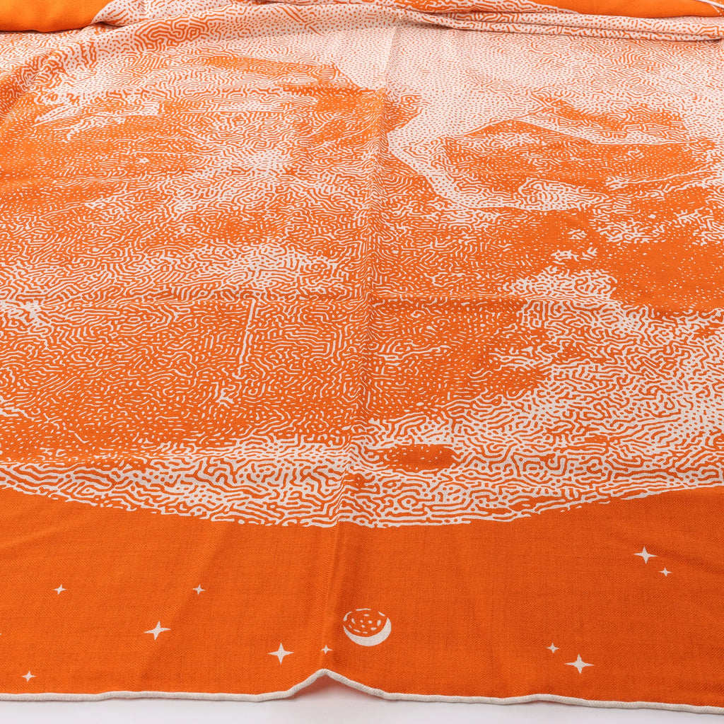Hermès Carré 140 "CLAIR DE LUNE" Cashmere x Silk handkerchief in Orange