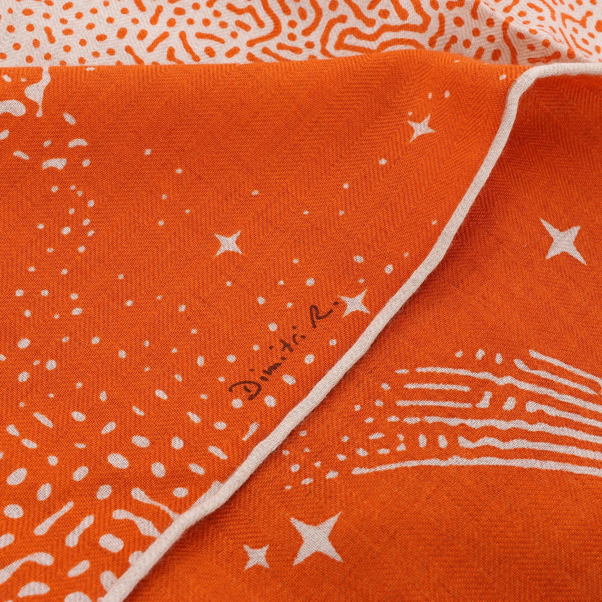 Hermès Carré 140 "CLAIR DE LUNE" Cashmere x Silk handkerchief in Orange