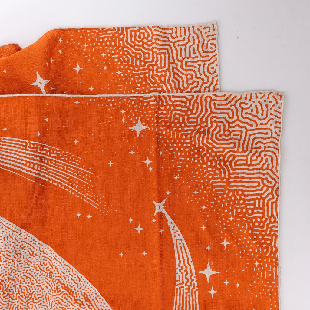 Hermès Carré 140 "CLAIR DE LUNE" Cashmere x Silk handkerchief in Orange