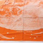 Hermès Carré 140 "CLAIR DE LUNE" Cashmere x Silk handkerchief in Orange