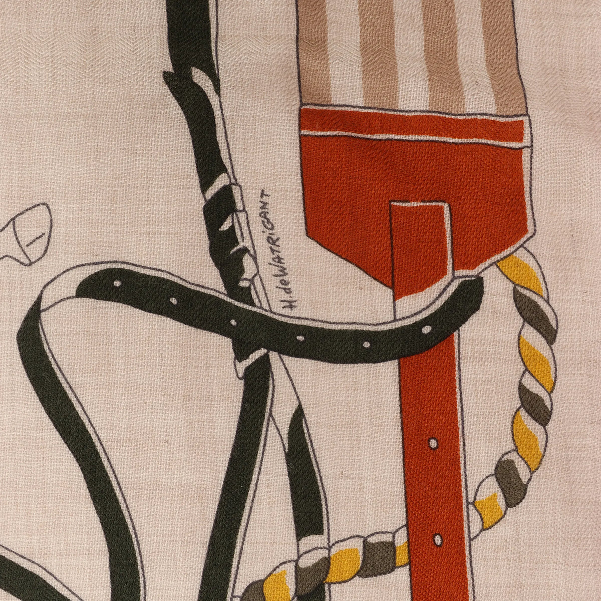 Hermès Carré 100 "RONDS DE MARCHE" Cashmere x Silk handkerchief in Beige