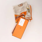 Hermès Carré 100 "RONDS DE MARCHE" Cashmere x Silk handkerchief in Beige
