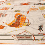 Hermès Carré 100 "RONDS DE MARCHE" Cashmere x Silk handkerchief in Beige