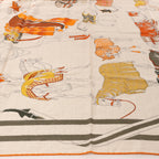 Hermès Carré 100 "RONDS DE MARCHE" Cashmere x Silk handkerchief in Beige