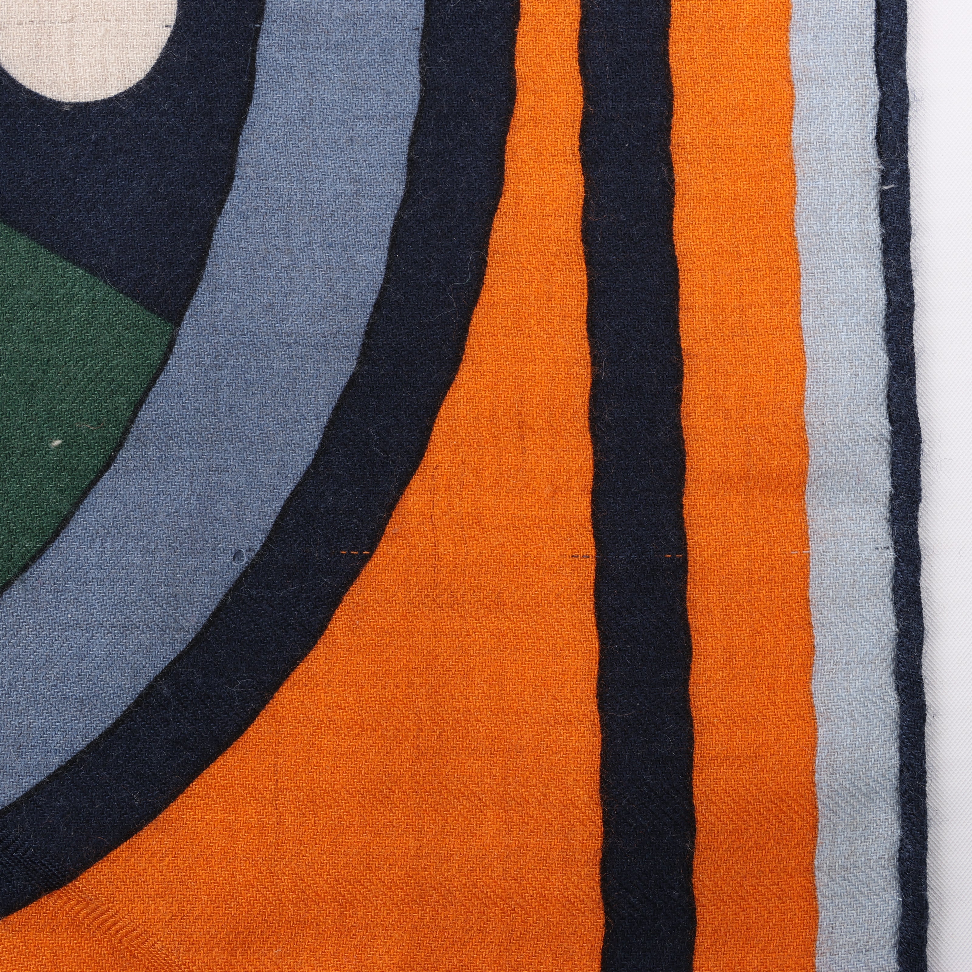 Hermès Carré 100 "ROBOCABAR" Cashmere and Silk Scarf in Blue x Orange