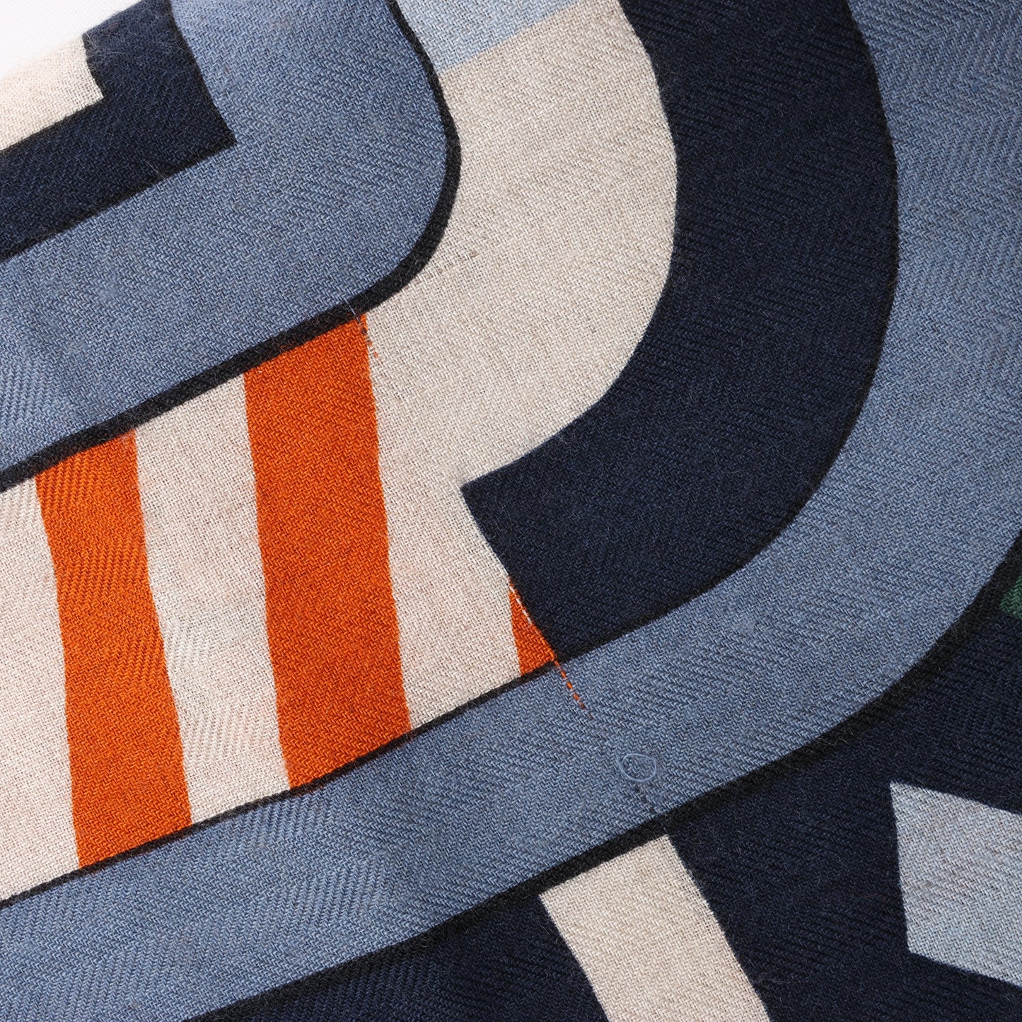 Hermès Carré 100 "ROBOCABAR" Cashmere and Silk Scarf in Blue x Orange