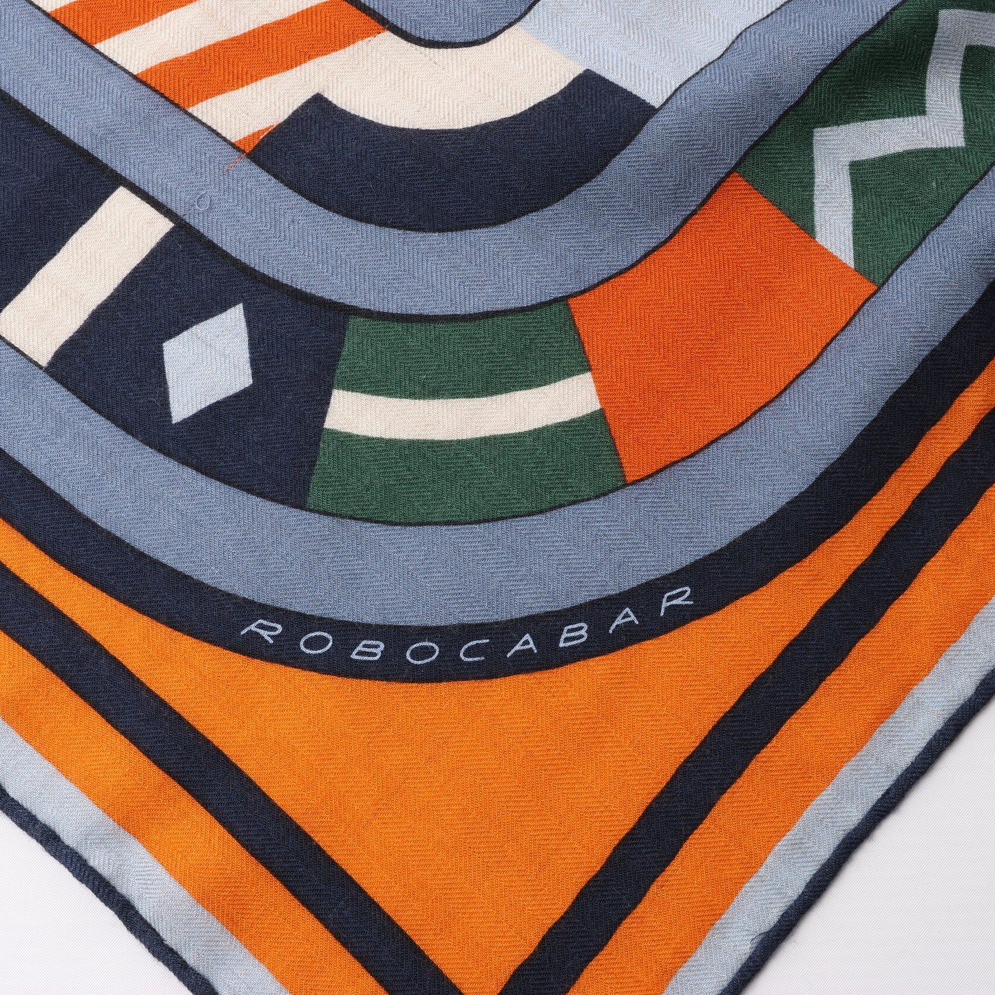 Hermès Carré 100 "ROBOCABAR" Cashmere and Silk Scarf in Blue x Orange