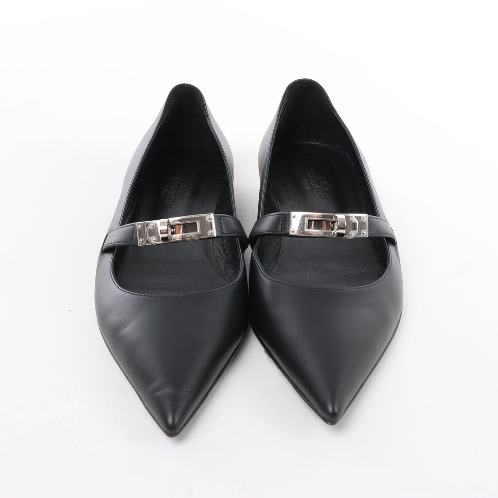 Hermès Kelly 25SS Leather Ballet Flat in Black 251002Z, Size EU 36