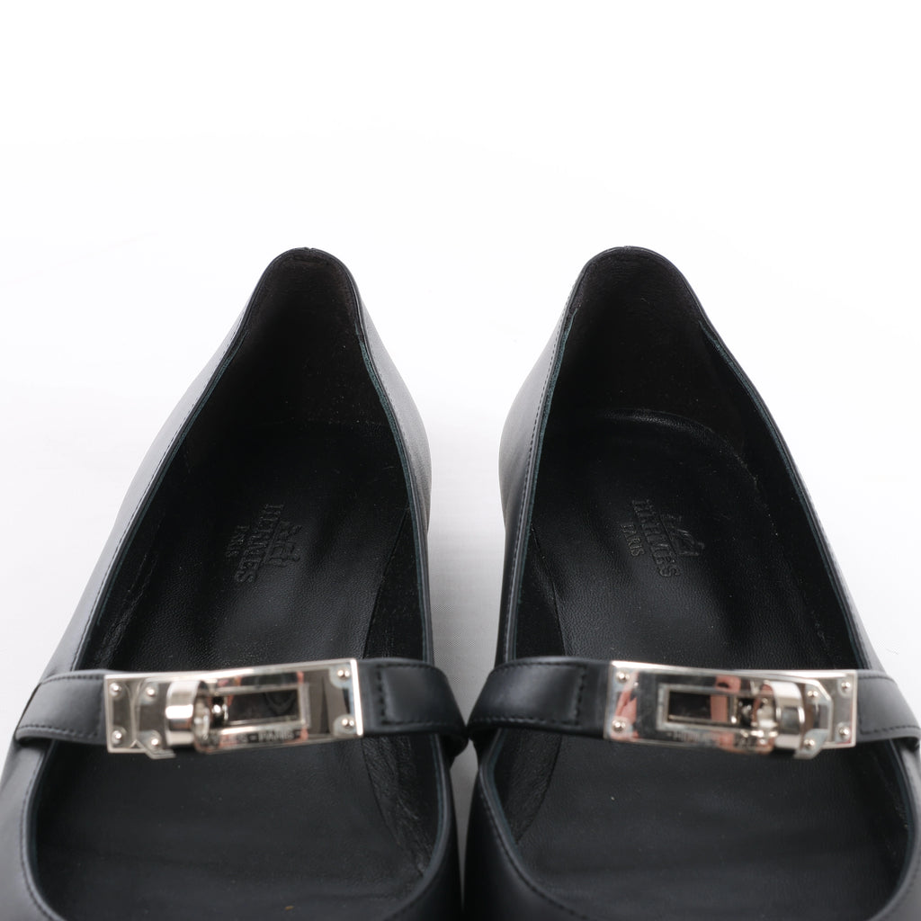 Hermès Kelly 25SS Leather Ballet Flat in Black 251002Z, Size EU 36