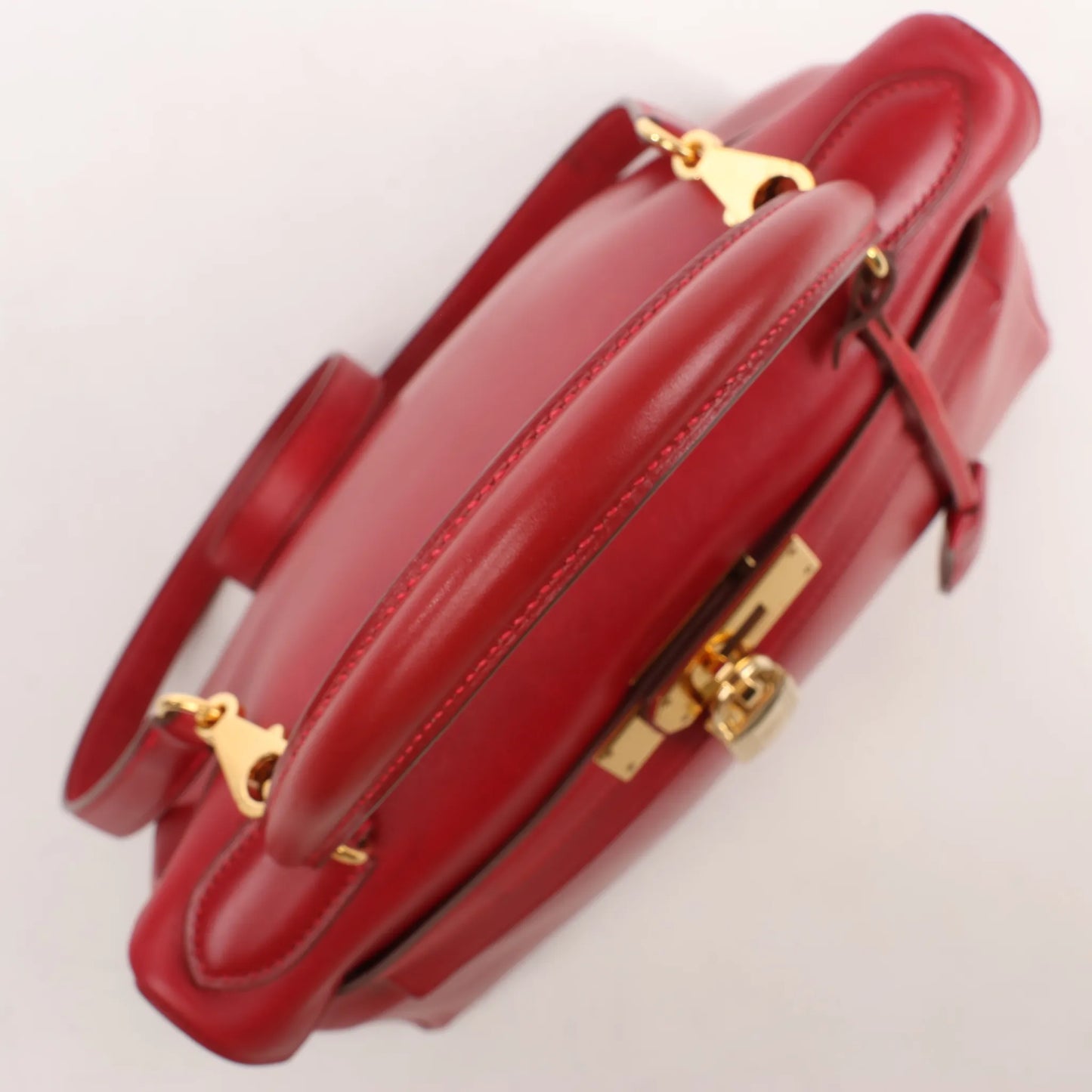 HERMÈS Kelly 28 Le Tournay Box Leather 2Way Handbag in Rouge ○U:1991