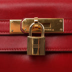 HERMÈS Kelly 28 Le Tournay Box Leather 2Way Handbag in Rouge ○U:1991